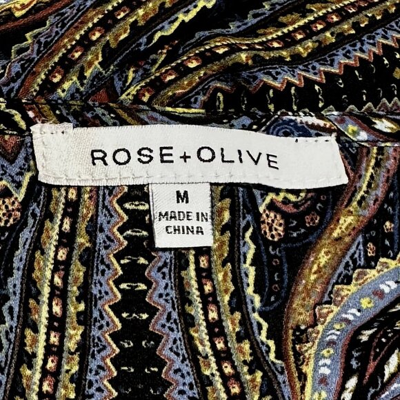 Rose & Olive Boho Chic Paisley Balloon Sleeve Blouse M Quiet Luxury Cottagecore - Picture 6 of 8